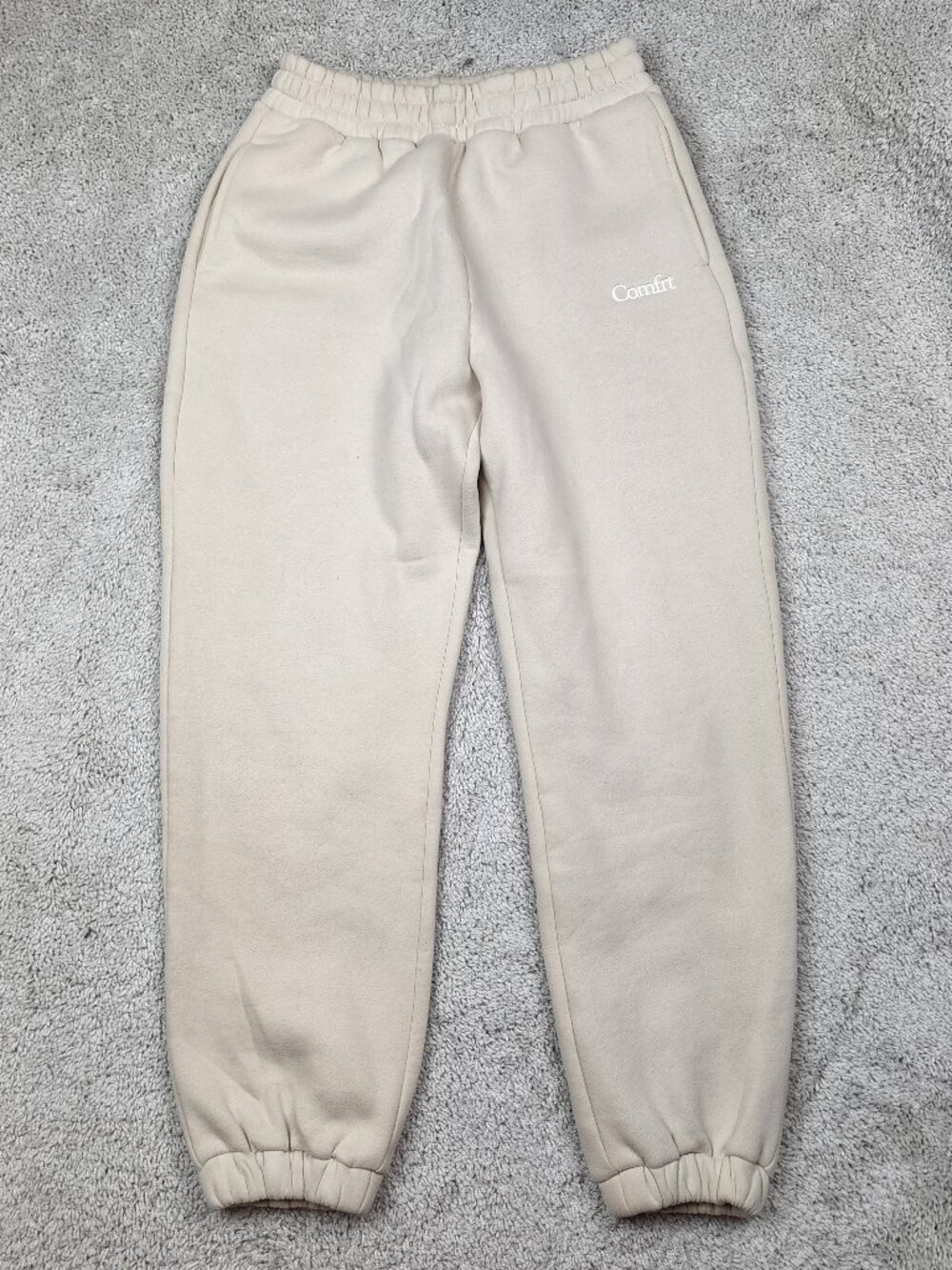 Comfrt Womens Jogger sweatpants Beige Tan Cream Size Medium M Cuffed Soft USA